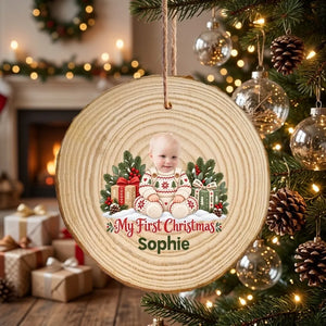 Custom My First Christmas Wood Slice Ornament | Shopify Product Personalizer