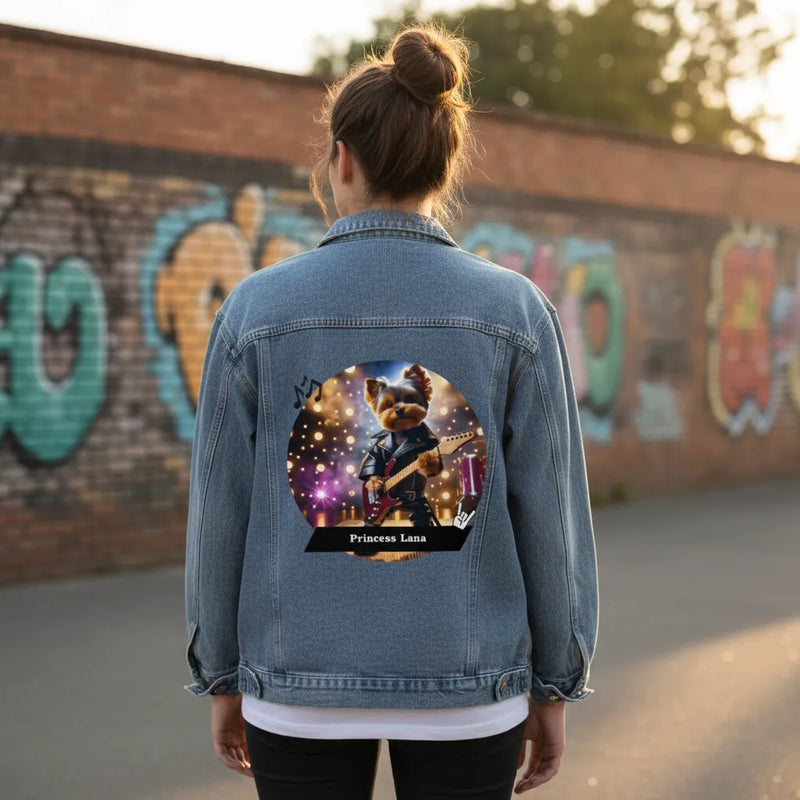 Custom Oversized Women's DTG Denim Jacket - Rocker Pet
