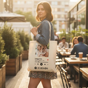 Custom Premium Tote Bag - Our Song + Spotify QR