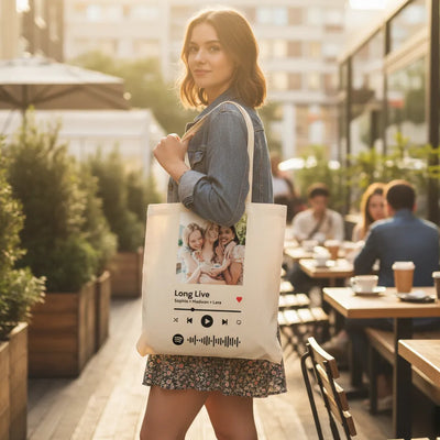Custom Premium Tote Bag - Our Song + Spotify QR