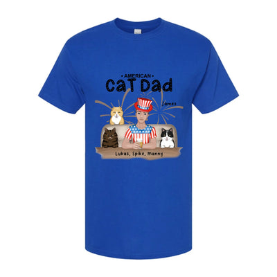 Custom 4th of July Cat Dad Short Sleeve T-Shirt | Shopify Product Personalizer