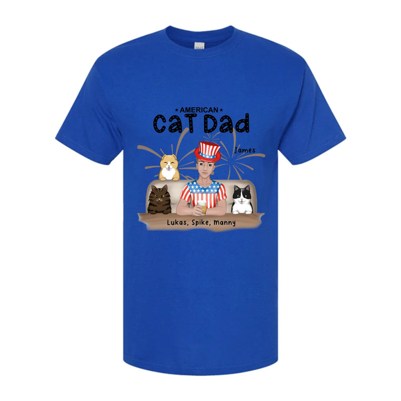 Custom 4th of July Cat Dad Short Sleeve T-Shirt | Shopify Product Personalizer