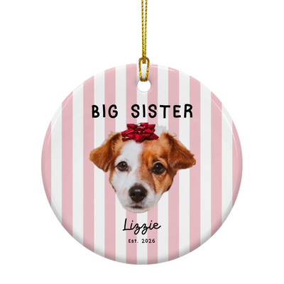 Custom Big Brother/Sister Round Ceramic Ornament | Shopify Product Personalizer