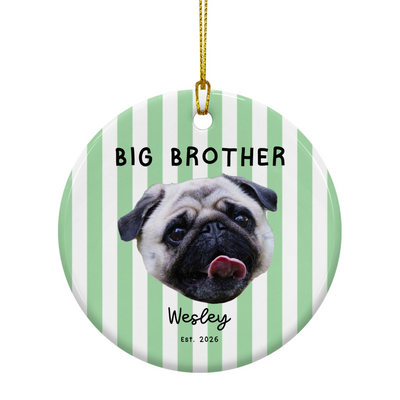 Custom Big Brother/Sister Round Ceramic Ornament | Shopify Product Personalizer