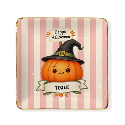 Custom Happy Halloween Square Ceramic Ring Dish | Shopify Product Personalizer