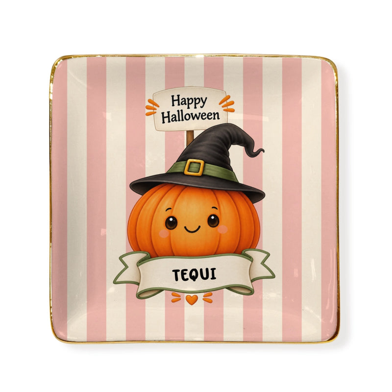 Custom Happy Halloween Square Ceramic Ring Dish | Shopify Product Personalizer