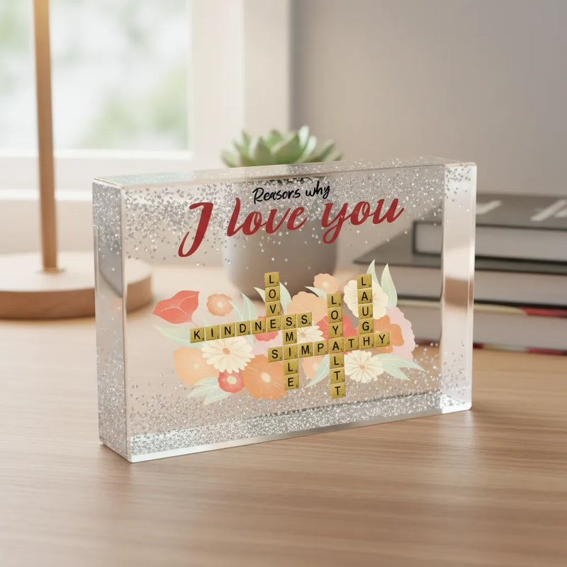 Custom Glitter Picture Frame - Love Crosswords