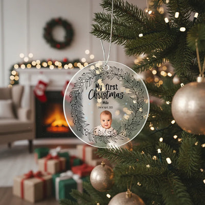 Custom Circle Acrylic Ornaments - My First Christmas | Shopify Product Personalizer