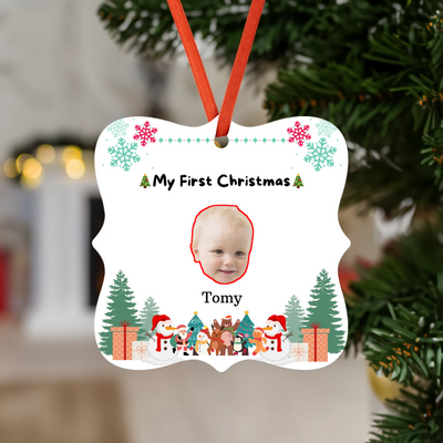 Custom Square Ornament - My First Christmas