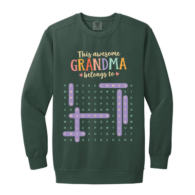 Custom Word Search Crewneck Sweatshirt for Grandparents | Shopify Product Personalizer