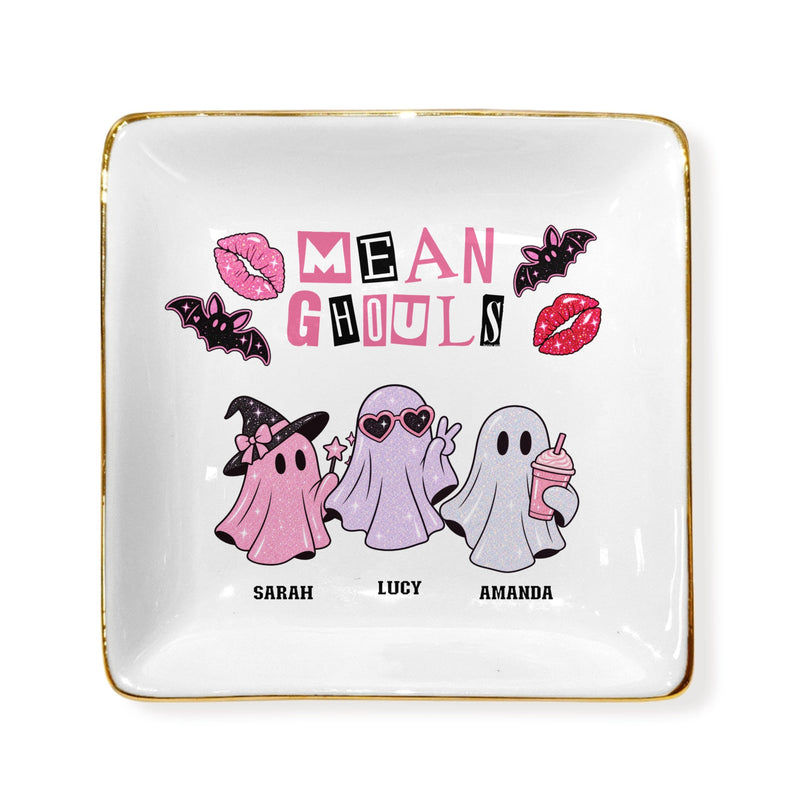 Custom Mean Ghouls Square Ceramic Ring Dish | Shopify Product Personalizer