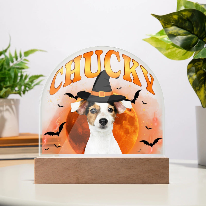 Custom Halloween Acrylic Dome Plaque | Pet Name & Photo