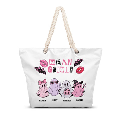 Custom Mean Ghouls Hemp Rope Beach Bag | Shopify Product Personalizer