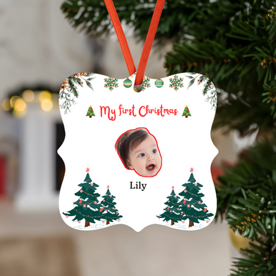 Custom Square Ornament - My First Christmas