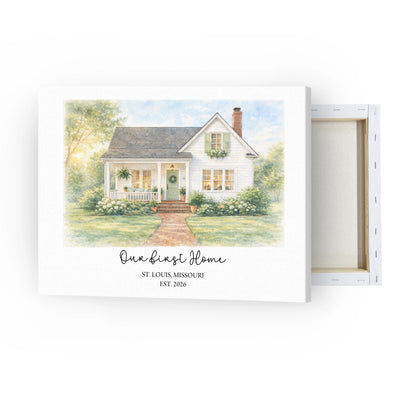 Custom Watercolor Home Photo Framed Canvas | Shopify Product Personalizer