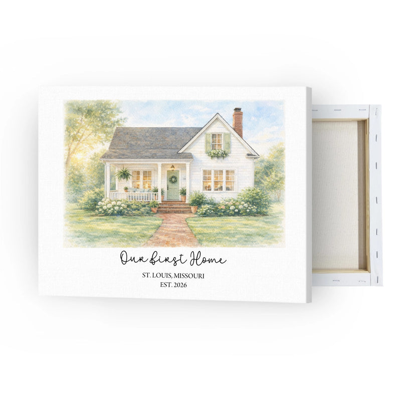 Custom Watercolor Home Photo Framed Canvas | Shopify Product Personalizer