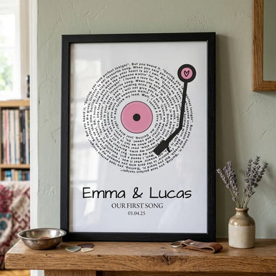 Custom Framed Premium Poster Our First Song | Shopify Product Personalizer