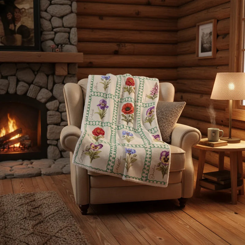 Custom Vintage Flower Sherpa Blanket (MULTI DYNAMIC IMAGE CONTROL) | Shopify Product Personalizer