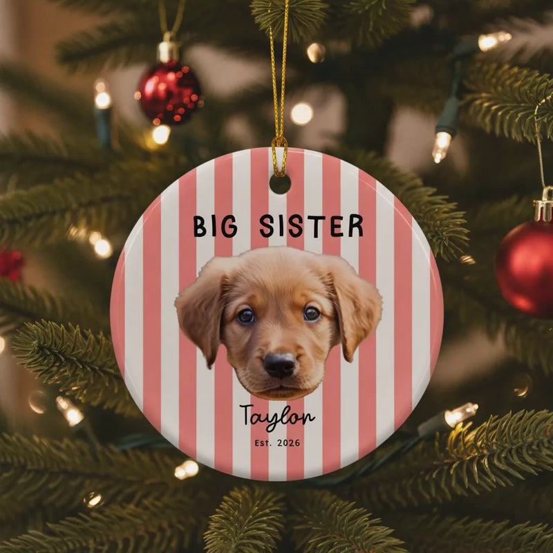 Custom Big Brother/Sister Round Ceramic Ornament | Shopify Product Personalizer