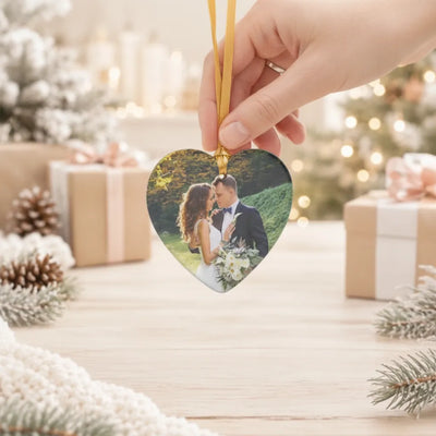 Custom Ceramic Heart Ornament with Calendar & Photo | Shopify Product Personalizer