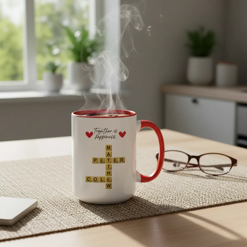 Custom Crossword Coffee Mug 15oz - Together is Happiness
