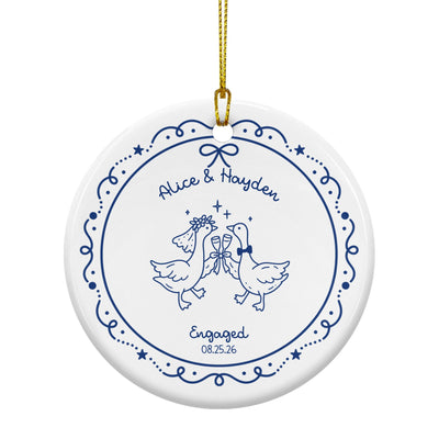 Custom Newlyweds Circle Ceramic Ornament | Shopify Product Personalizer