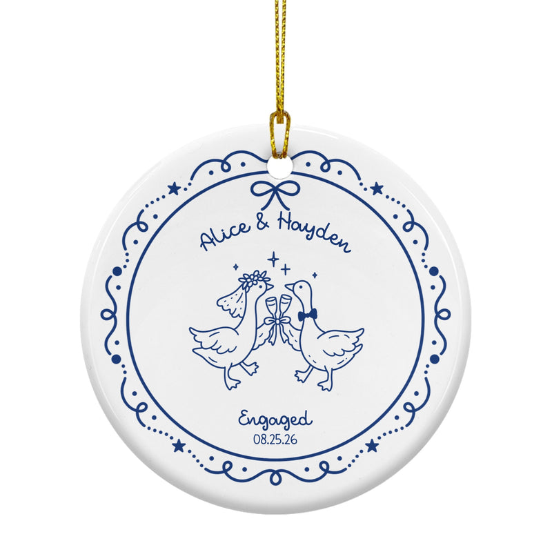 Custom Newlyweds Circle Ceramic Ornament | Shopify Product Personalizer