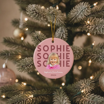 Custom Name & Photo Ceramic Ornament | Shopify Product Personalizer