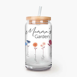 Custom Can Glass With Bamboo Lid and Straw - Garden Design