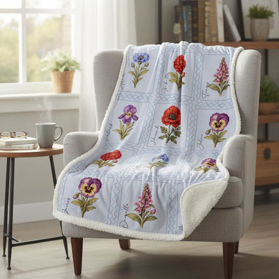 Custom Vintage Flower Sherpa Blanket (MULTI DYNAMIC IMAGE CONTROL) | Shopify Product Personalizer