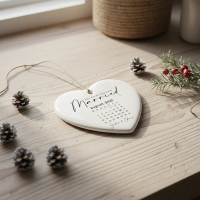 Personalized First Christmas Married Ornament – Custom Date & Names