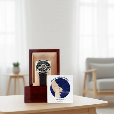 Custom Men's Openwork Watch with Personalized Card