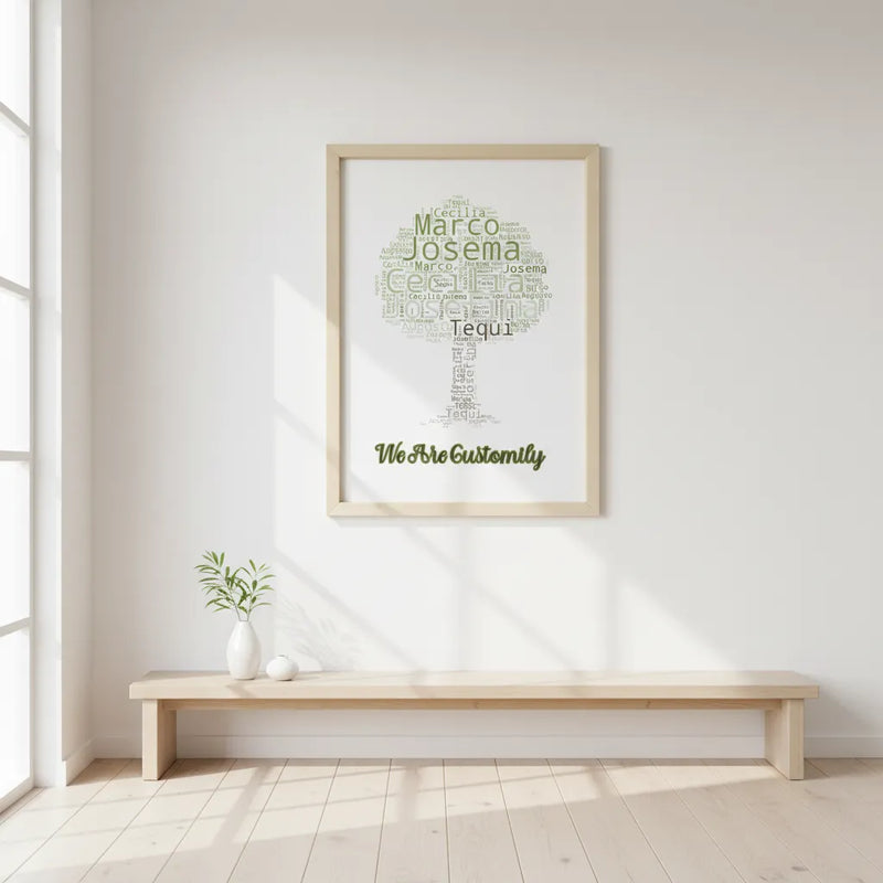 Custom Family Name Framed Poster - Word Cloud | Shopify Product Personalizer