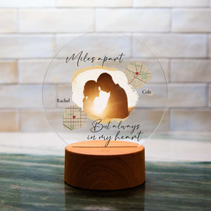 Custom Acrylic Plaque with LED Base - Miles apart but always in my heart