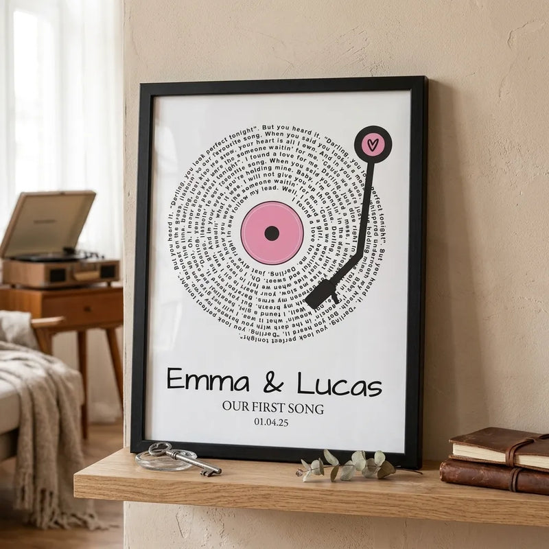 Custom Framed Premium Poster Our First Song | Shopify Product Personalizer