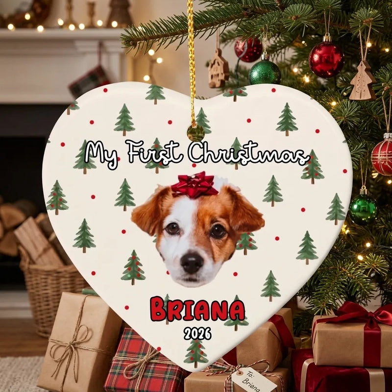 Custom Face Cut Photo Heart Ceramic Ornament | Shopify Product Personalizer