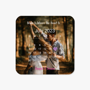 Custom Square Coaster - Photo and Calendar Personalization