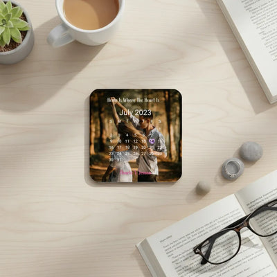 Custom Square Coaster - Photo and Calendar Personalization