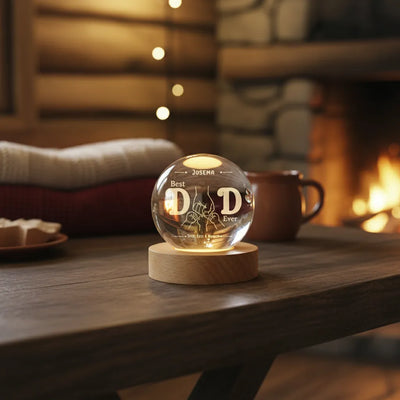 Custom Crystal Globe Lamp Best Dad Ever | Shopify Product Personalizer
