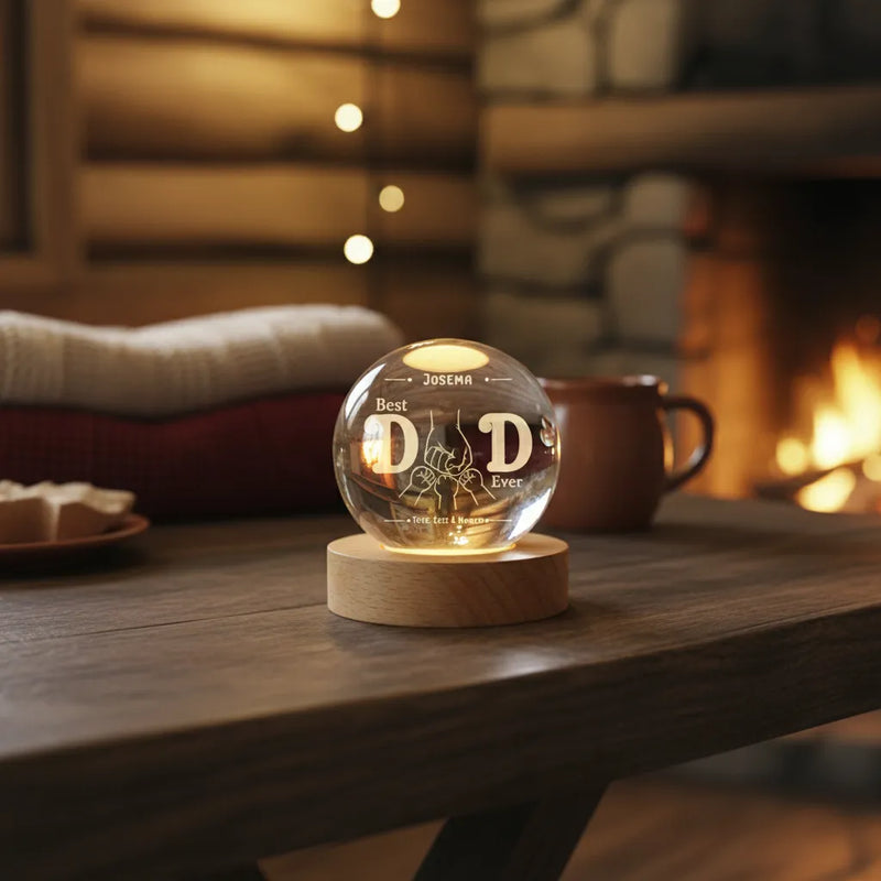 Custom Crystal Globe Lamp Best Dad Ever | Shopify Product Personalizer