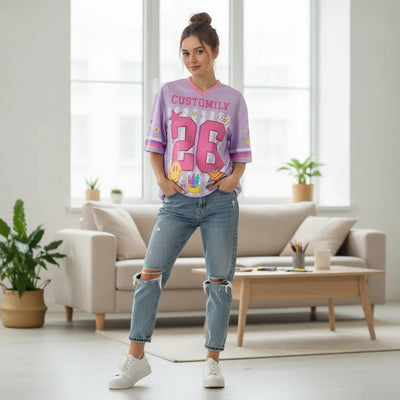 Custom Striped Neon Back To School Smiley Mesh Jersey | Shopify Product Personalizer