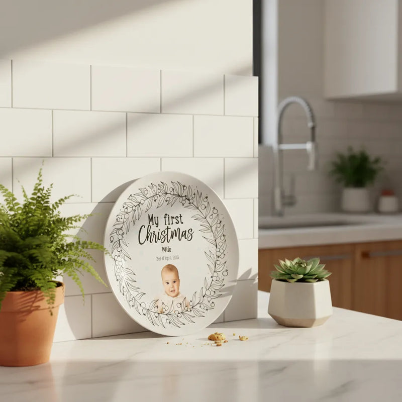 Custom Circle 10'' Plate - My First Christmas | Shopify Product Personalizer