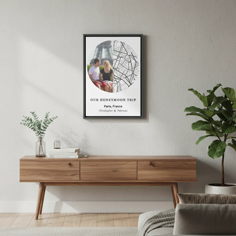Custom Honeymoon Trip Framed Canvas