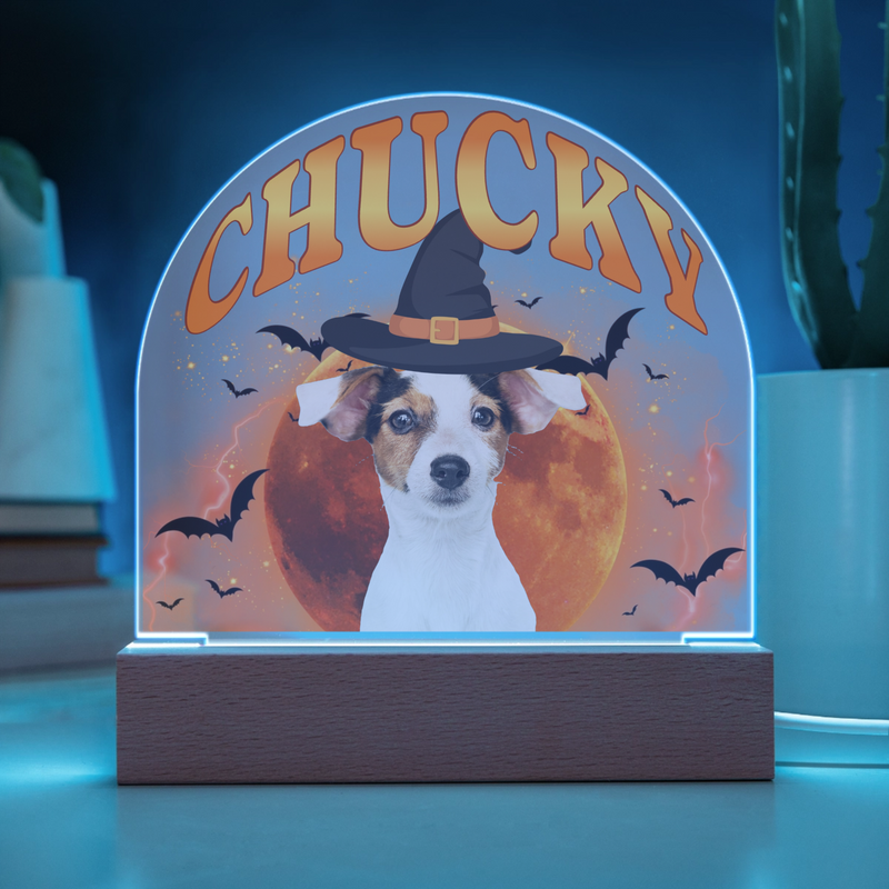 Custom Halloween Acrylic Dome Plaque | Pet Name & Photo