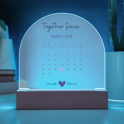 Custom Acrylic Dome Plaque - Together Since Calendar