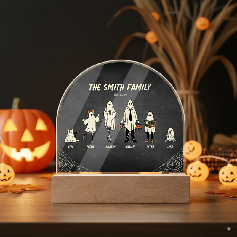 Custom Halloween Acrylic Dome Plaque | Ghost Family Portrait