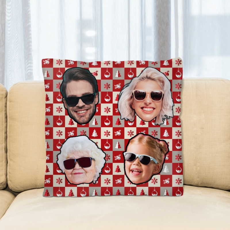 Custom Christmas Pillow 12 x 12 - Family Photos
