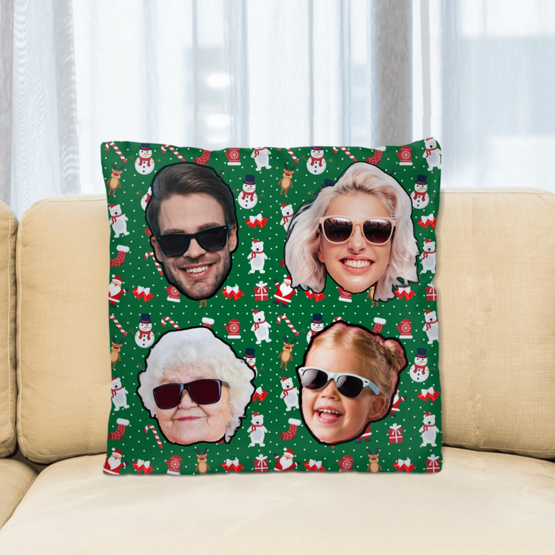 Custom Christmas Pillow 12 x 12 - Family Photos