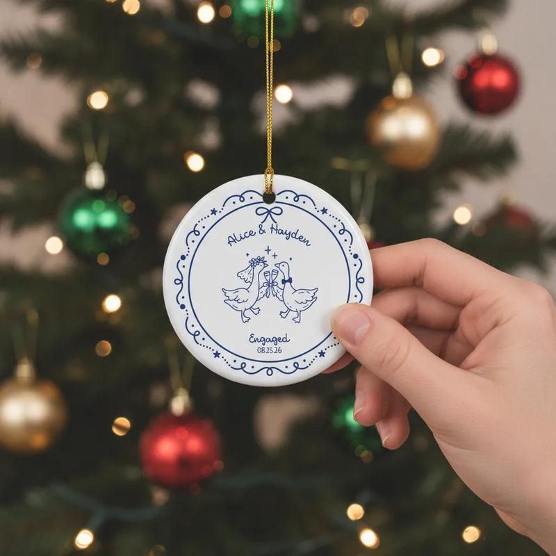 Custom Newlyweds Circle Ceramic Ornament | Shopify Product Personalizer