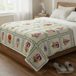 Custom Vintage Flower Sherpa Blanket (MULTI DYNAMIC IMAGE CONTROL) | Shopify Product Personalizer